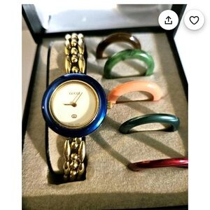 Gucci Women's Gold Watch with Interchangeable Bezels